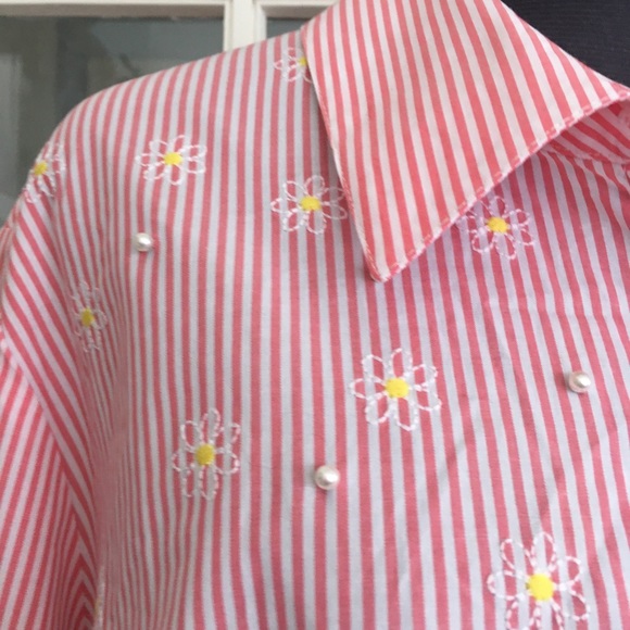 3 for $25 - Rafaella Stripe Embellished Cotton Shirt - Picture 3 of 11